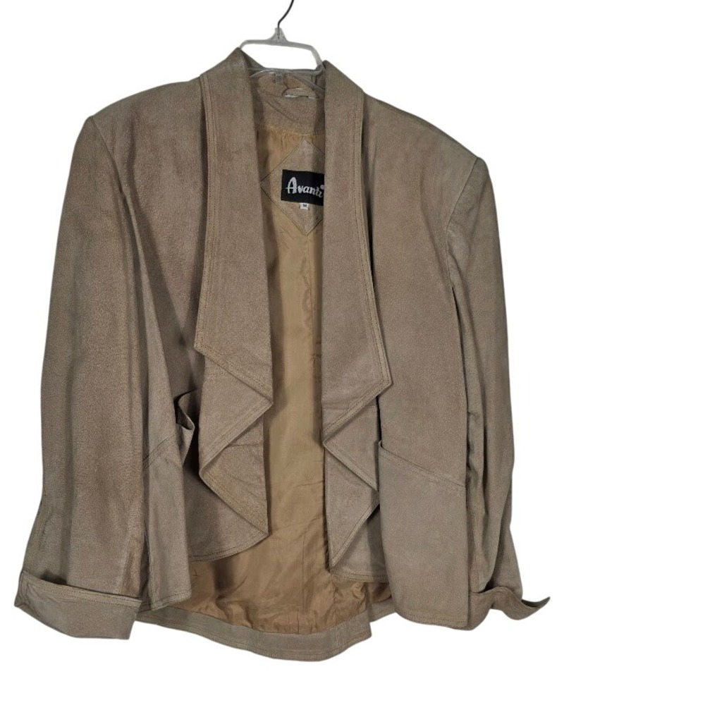 Avanti Suede Skirt Set Womens 14 Tan Draped Jacket Midi Skirt Coord Vintage